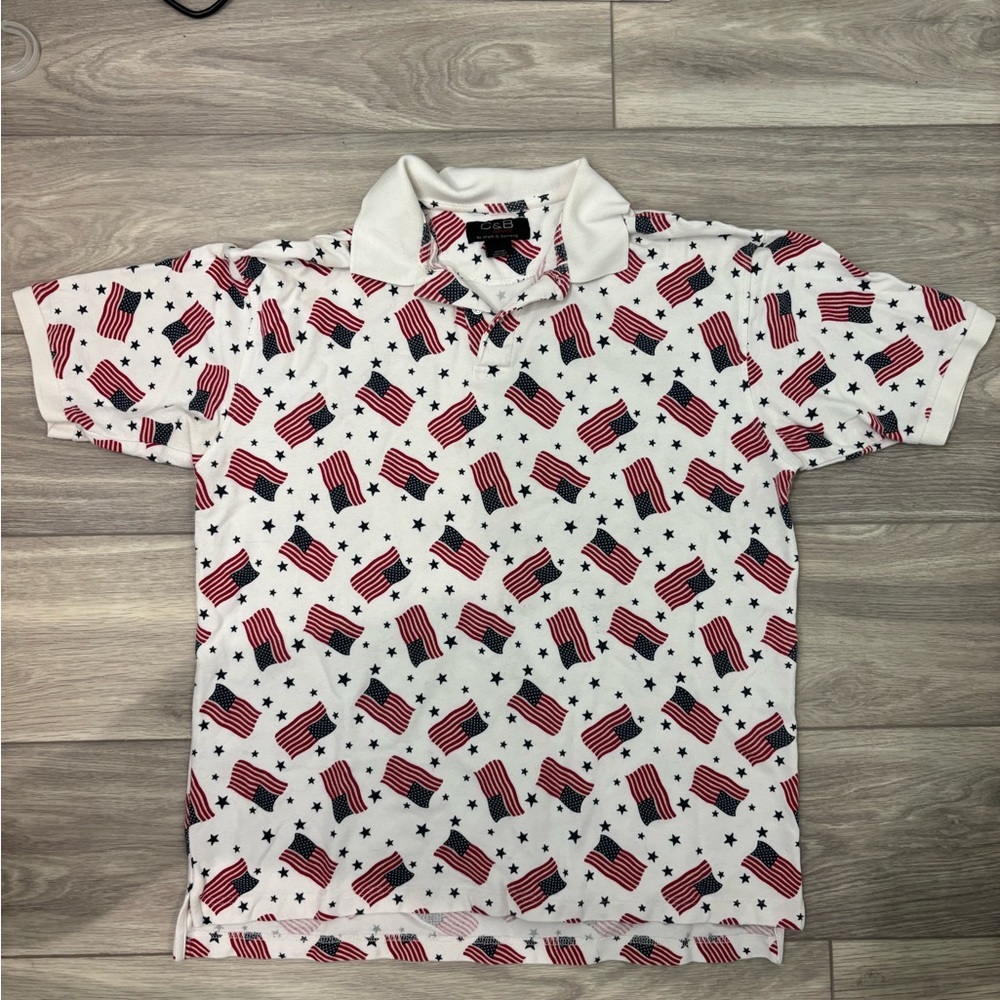 Croft and Barrow Vintage Patriotic Polo Shirt - Red, White, and Blue
